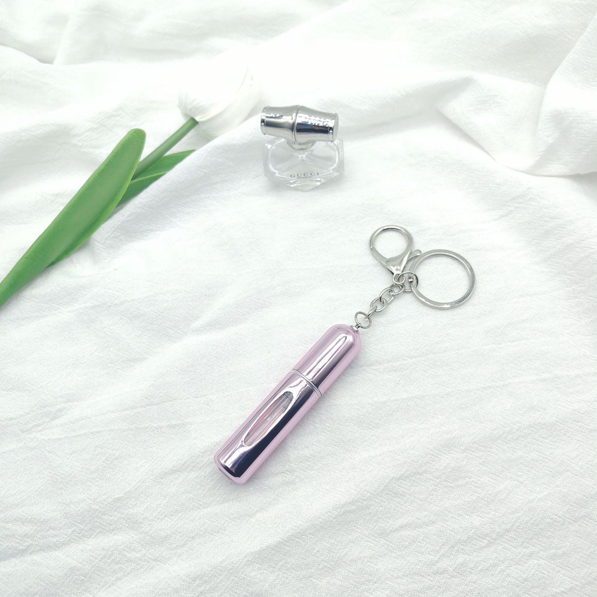 Wholesale bottom filling pump 5ml high color value sample key chain perfume bottle